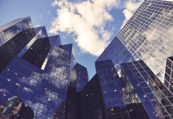 Modern glass buildings