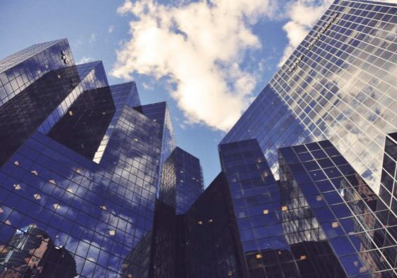 Modern glass buildings